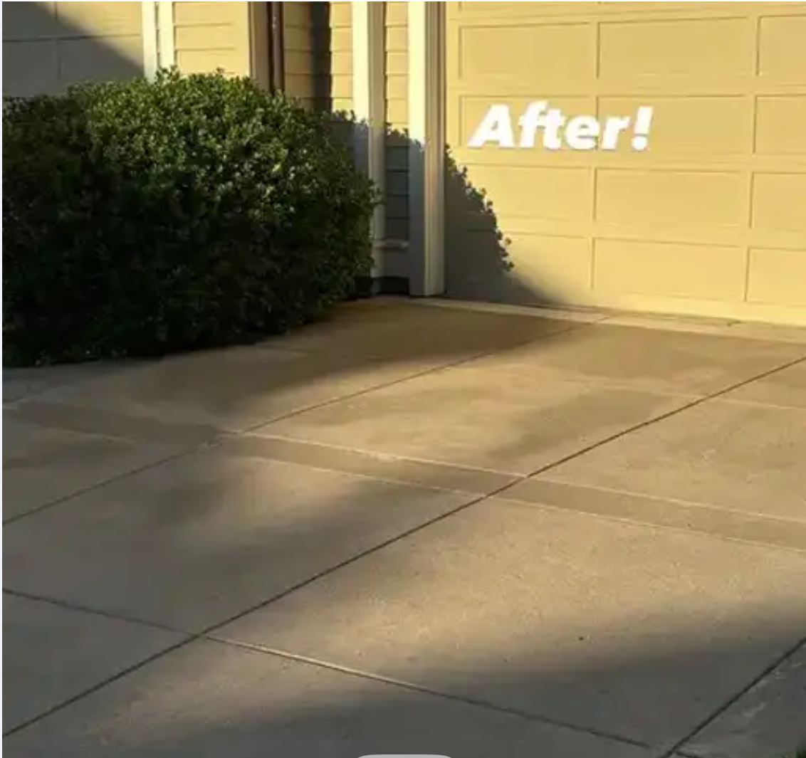 Driveway after cleaning - pristine, bright concrete restored to like-new condition